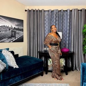 ANIMAL PRINT SATIN JUMPSUIT